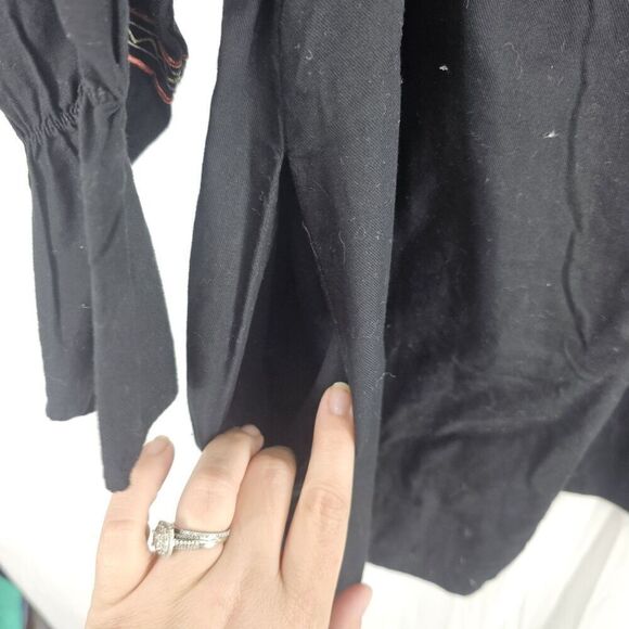 Free People Fleur Du Jour Black Embroidered Off The Shoulder Dress Size LARGE - Picture 10 of 10